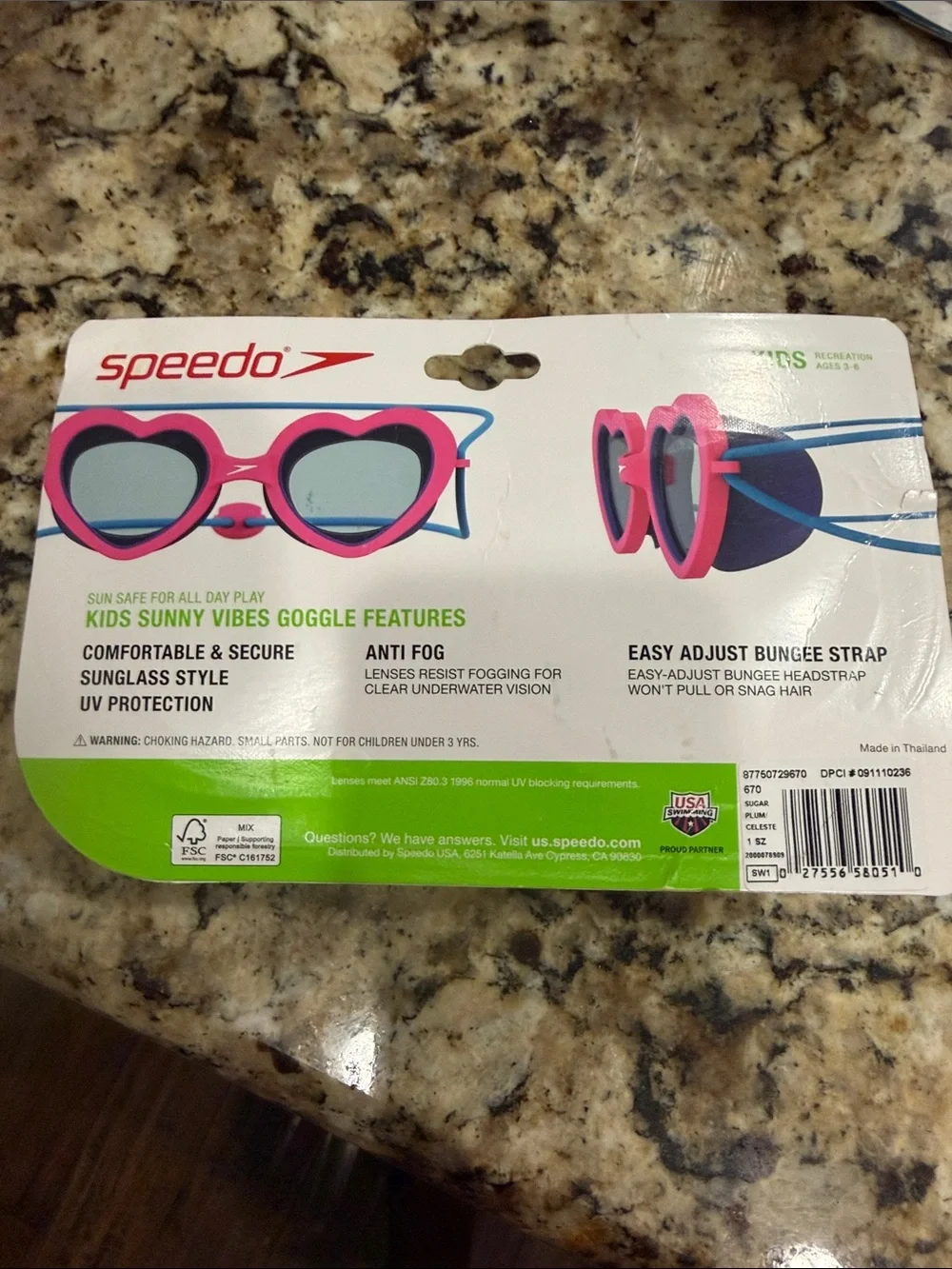 Speedo Kids Heart-Shaped Swim Goggles in Pink and Blue